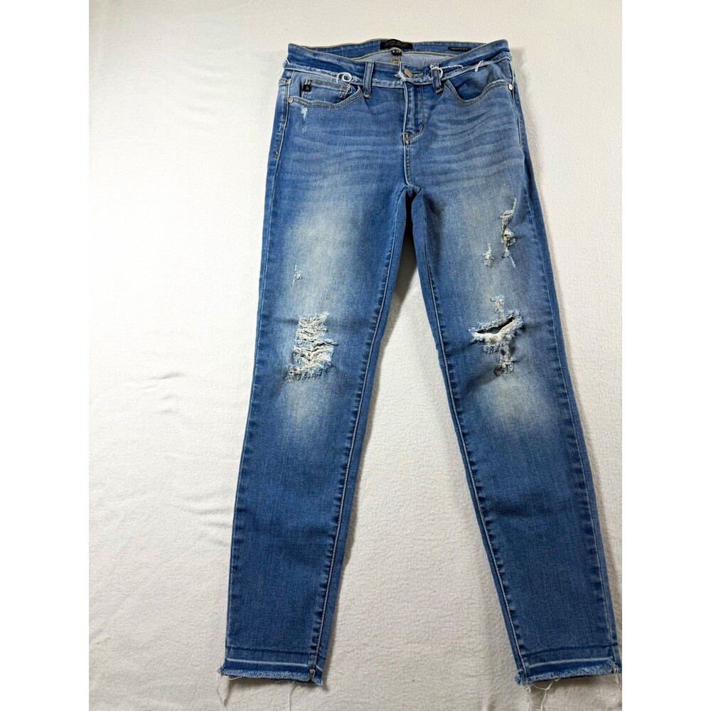 Judy Blue Womens Light Wash Blue Denim Skinny Distressed Jeans 9/29 5-Pocket 591